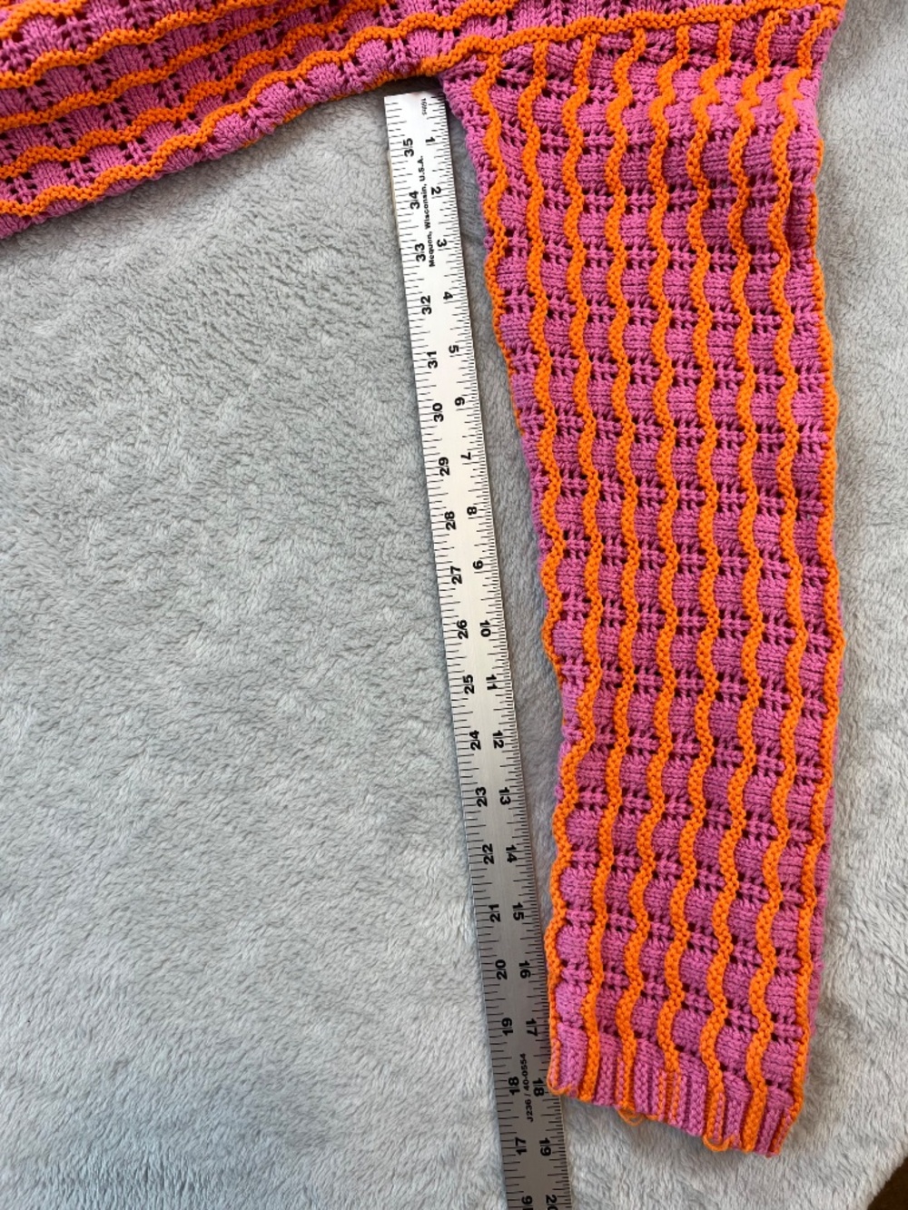 Vibrant BDG PInk & Orange Chunky Knit Cardigan Sweater Urban Outfitters - Picture 9 of 10